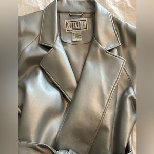Gray Faux Leather Coat